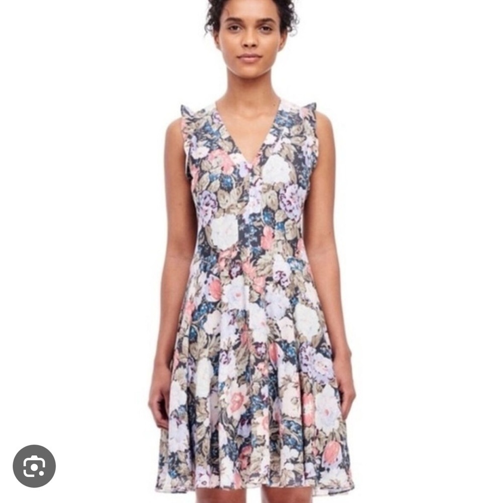 Rebecca Taylor silk Penelope V-Neck  Floral Multicolor Dress size 4
